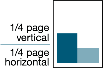 Image depicting: One Quarter page vertical and One Quarter page horizontal ad sizing.